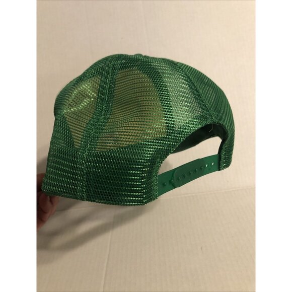 Associated Plastics, Inc Green White Mesh Snapback Trucker Cap Flat Bill Tall - Picture 3 of 6